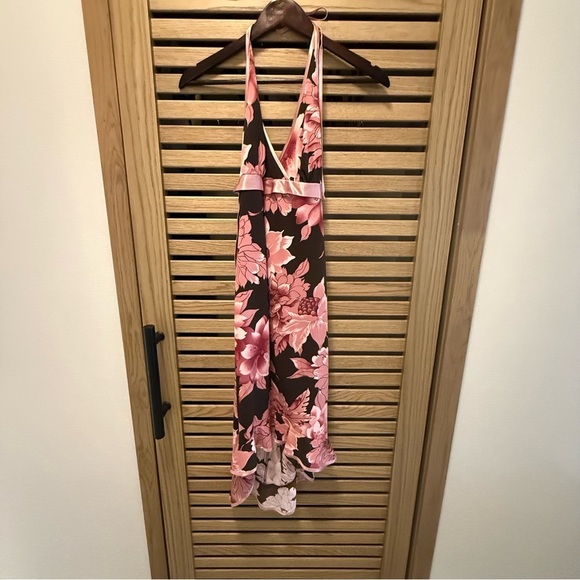Speechless Women's Y2K Floral Halter Dress in Pink and Brown Size Small Romantic - Picture 2 of 11